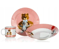 Banquet Vakarienės rinkinys Birželio 3 d. VAIKAMS TEDDY raudonos meškiuko lėkštės vakarienėms pusryčiams