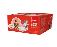 Banquet Vakarienės rinkinys Birželio 3 d. VAIKAMS TEDDY raudonos meškiuko lėkštės vakarienėms pusryčiams