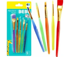 BB KIDS mokykliniai teptukai 5 vnt - dažams, modeliams, veidui, akvarelei