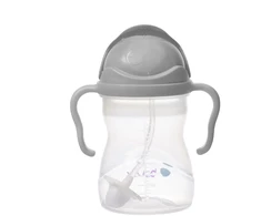 B.box buteliukas su šiaudeliais, pilkas 240 ml