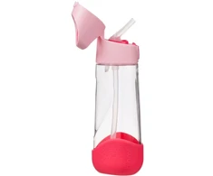 B.box Geriamasis butelis su šiaudeliu 600 ml - flamingo fizz