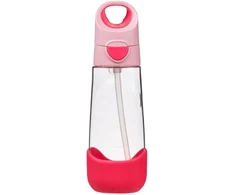 B.box Geriamasis butelis su šiaudeliu 600 ml - flamingo fizz
