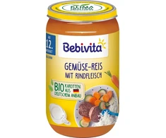 BEBIVITA BIO DARŽOVĖS SU RYŽIAI IR JAUTIENA 12m 250g