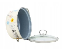 BELIS Emaliuotas puodas su stikliniu dangteliu PIEVA 16 cm/1,4 l