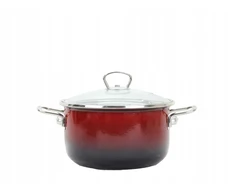 BELIS emaliuotas puodas su stikliniu dangteliu PREMIUM ombré raudonas 24 cm / 5,5 l