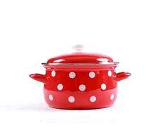 Belis/Sfinx emaliuotas puodas, baltas taškelis, skersmuo 24 cm, talpa 6,1 litro