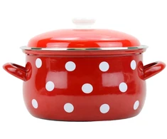 Belis/Sfinx emaliuotas puodas, baltas taškelis, skersmuo 24 cm, talpa 6,1 litro
