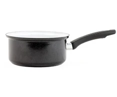 Belis SFINX Emaliuotas puodas su rankena STANDARTINIS juodas 14cm, 0,8l