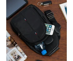 Kelioninis Beltimore Madinga vyriška juoda odinė juosmens rankinė crossbody