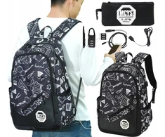 Bergens Mokyklinė kuprinė su Usb, ausinių išvestimi ir rakinimo spyna