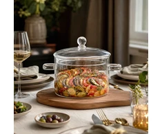Bergman Stiklinis puodas 1,5l, dangtelis, karščiui atsparus, skaidrus, 15 cm, hipoalerginis
