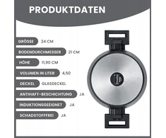 Berndes Kochtopf puodas 24 cm – tradicinis puodas su stikliniu dangteliu