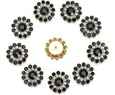 Bez Marki 10 Vnt. 14 mm KRISTOLINIAI MYGTUKAI JUODAI, APVALI, DEKORATINIAI Blizgantys, stiprūs
