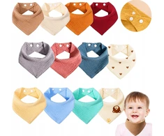 Bez Marki 12X BABY BANDANA BIBS MEDVILNĖS MINKŠTAI SUgeriantys dantys