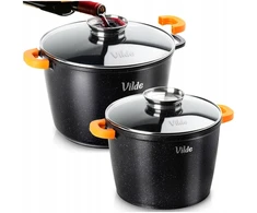 Bez Marki 2x GRANITINIAI puodų komplektas dujinių puodų VILDE indukcinis 24 + 28 cm didelis