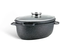 Bez Marki 38 cm keptuvė su keramine-marmurine danga, 8 L