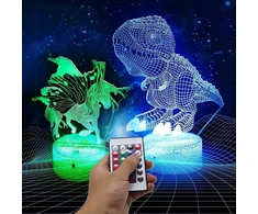 Bez Marki 3D DINOZAUR + JEDNOROŻEC Naktinė lempa LED 7 USB/BATERIE + Pultas 16 KOLORÓW
