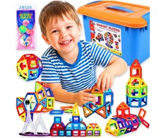 Bez Marki 3D MAGNETINIAI KONSTRUKCINIAI KLUOKLIAI VAIKAMS, UGDYMO, 128 vnt. + DOVANA