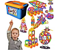 Bez Marki 3D MAGNETINIAI KONSTRUKCINIAI KLUOKLIAI VAIKAMS, UGDYMO 114 vnt. + DOVANA