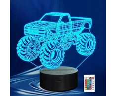 Bez Marki 3D Monster Truck LED lempa su nuotolinio valdymo pultu ir laikmačiu – 16 spalvų
