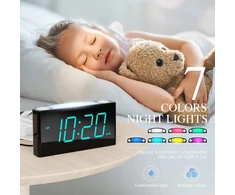 Bez Marki Alarm Žadintuvas Duży Wyświetlacz Z Ładowarką USB 7 Kolorów Regulacja Jasności