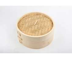 Bez Marki Bambuko garlaivis, 18 cm, 1 pakopos dangtelis, garinantis rankdarbių wok