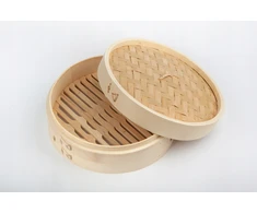 Bez Marki Bambuko garlaivis, 21 cm, 1 pakopos dangtelis, garinantis rankdarbių wok