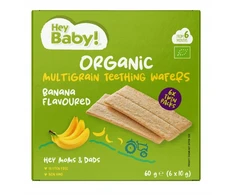 Bez Marki BANANAINIAI DAUGIGRŪDŽIAI DANTŲ VAFLIAI NUO 6 MĖNESIŲ EKOLOGIŠKI 60G HEYBABY