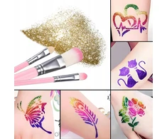 Bez Marki Blizgančios tatuiruotės VAIKAMS PLAUNAMI ŠABLONAI 30 SPALVŲ 157 in 1 XXL RINKINYS