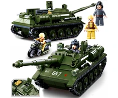 Bez Marki Blokai SU-85 TANK Tank Destroyer + Armija 2 FIGURES + variklis + PRIEDAI