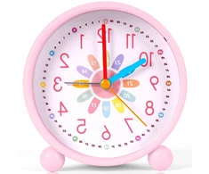 Bez Marki BUDZIK DLA DZIECI ANALOGOWY 10 CM ROŽINĖ CICHY NAUKA CZASU EDUKACYJNY