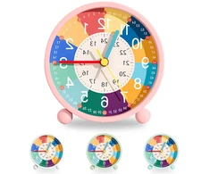 Bez Marki BUDZIK DLA DZIECI ROŽINĖ 11,5CM TARCZA EDUKACYJNA BEZ TYKANIA LAMPKA