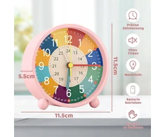 Bez Marki BUDZIK DLA DZIECI ROŽINĖ 11,5CM TARCZA EDUKACYJNA BEZ TYKANIA LAMPKA