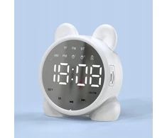 Bez Marki BUDZIK Laikrodis LED Radijas FM Garsiakalbis BLUETOOTH BT LUSTERKO KOTEK Baltas