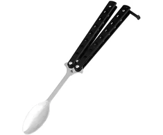 Bez Marki Butterfly Spoon sulankstomas stovyklavimo indas nerūdijančio plieno juoda rankena