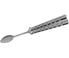 Bez Marki Butterfly Spoon sulankstomas stovyklavimo indas nerūdijančio plieno Argent rankena