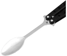 Bez Marki Butterfly Spoon sulankstomas stovyklavimo indas nerūdijančio plieno juoda rankena