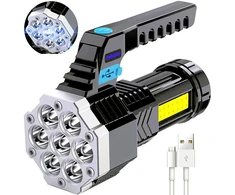 Bez Marki Daugiafunkcis taktinis žibintuvėlis su rankena įkraunamas 7x LED + COB
