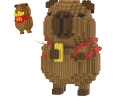 Bez Marki DIDELIS 3D CAPYBARA KALULŲ RINKINYS SU KURINE IR GRUPĖTOMIS 1483 ELEMENTAI. „Pasidaryk pats“ FIGŪRA