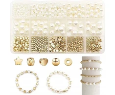 Bez Marki DIYQueen Beads rinkinys 720 vnt, balto aukso apyrankėms