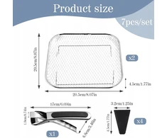 Bez Marki DO FRYTKOWNICY 7 SZTUK 20.5X20.5 CM STAL NIERDZEWNA STOSOWE KOSZE