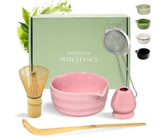 Bez Marki DO MATCHA RINKINYS 5 VIENETŲ ROŽINĖS JAPANIŠKOS KERAMIKOS BAMBUKO DOVANA