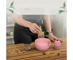 Bez Marki DO MATCHA RINKINYS 5 VIENETŲ ROŽINĖS JAPANIŠKOS KERAMIKOS BAMBUKO DOVANA