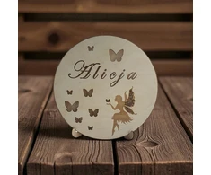 Bez Marki Drewniana lampka nocna dla dziecka LED su imieniem personalizowana stojąca