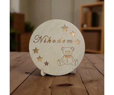 Bez Marki Drewniana lampka nocna dla dziecka LED su imieniem personalizowana stojąca