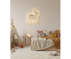 Bez Marki Drewniana Lampka Nocna LED SARENKA L Jelonek do Pokoju Dziecka Bambi