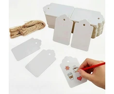 Bez Marki ETIKETĖS 200 Vnt. 7X4CM KRAFTPOPIERIUS Baltas DOVANŲ PAKABIKLĖS ETIKETĖS