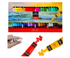 Bez Marki FARBY AKRYLOWE rożne kolory 40x20ml DUŻY KOMPLET FARB AKRYLOWYCH DLA DZIECI