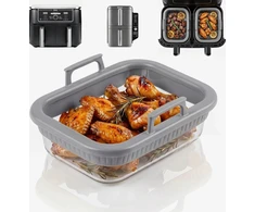 Bez Marki FORMA SZKLANA 20X15CM NACZYNIE PIECZENIA AIRFRYER UCHWYTY SILIKONOWE