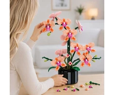 Bez Marki Gėlių orchidėja 3D iš statybinių blokų Orchidėja vazoje 866 vnt. „Pasidaryk pats“ dekoracija